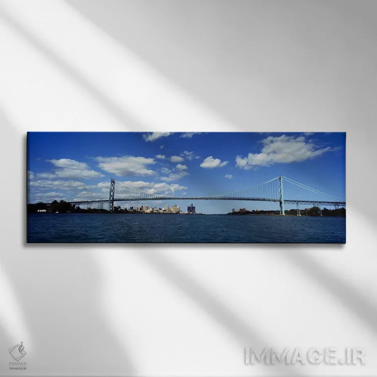 تابلو دکوراتیو Detroit River, Detroit, Wayne County, Michigan, USA,پل… اثر پانورامیک ایمجز - نمای روبهرو روی دیوار