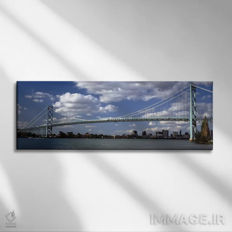 تابلو دکوراتیو Detroit River, Detroit, Wayne County, Michigan, USA,پل… اثر پانورامیک ایمجز - نمای روبهرو روی دیوار