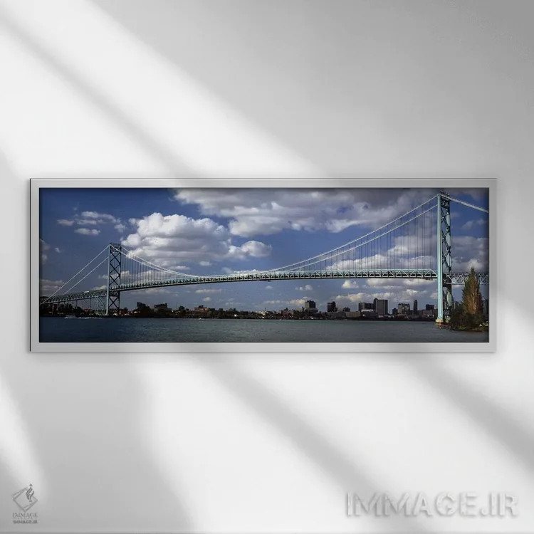تابلو دکوراتیو Detroit River, Detroit, Wayne County, Michigan, USA,پل… اثر پانورامیک ایمجز - نمای قابدار سفید