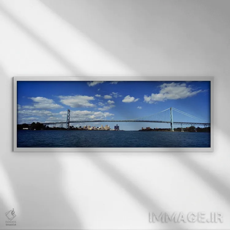 تابلو دکوراتیو Detroit River, Detroit, Wayne County, Michigan, USA,پل… اثر پانورامیک ایمجز - نمای قابدار سفید