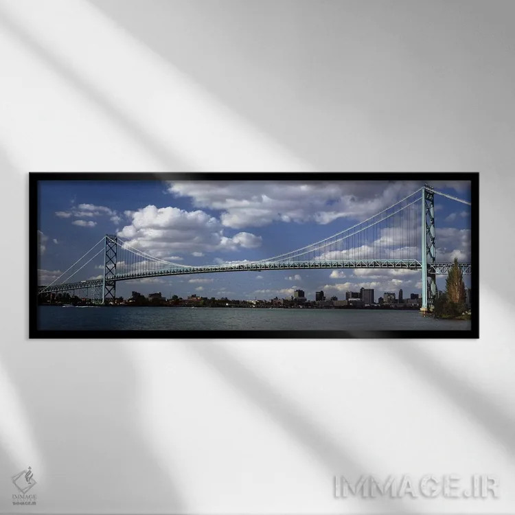 تابلو دکوراتیو Detroit River, Detroit, Wayne County, Michigan, USA,پل… اثر پانورامیک ایمجز - نمای قابدار مشکی