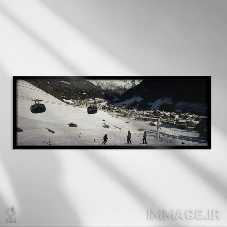 تابلو دکوراتیو Sankt Anton am Arlberg, Tyrol, Austria,تله کابین در پیس… اثر پانورامیک ایمجز - نمای قابدار مشکی