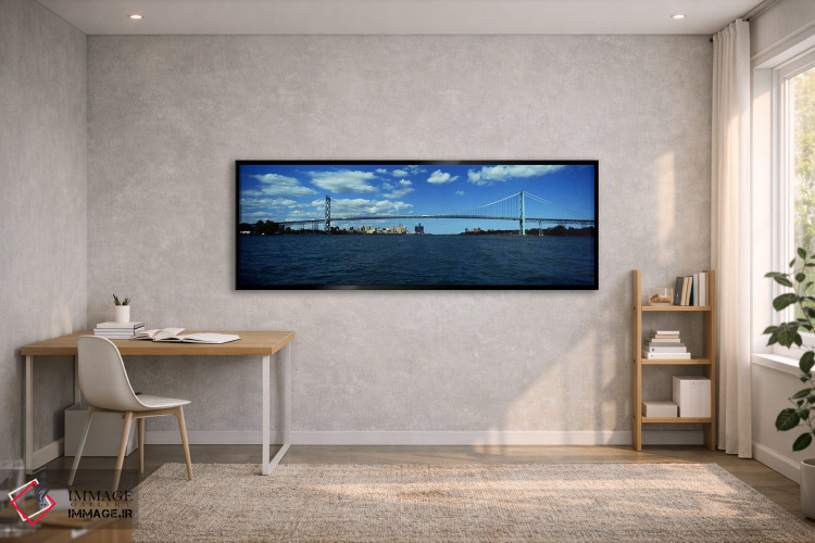 تابلو دکوراتیو Ambassador Bridge, Detroit River, Detroit, Wayne County… اثر پانورامیک ایمجز - D2B