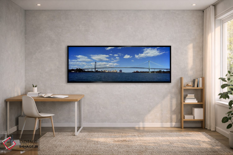 تابلو دکوراتیو Detroit River, Detroit, Wayne County, Michigan, USA,پل… اثر پانورامیک ایمجز - D2B