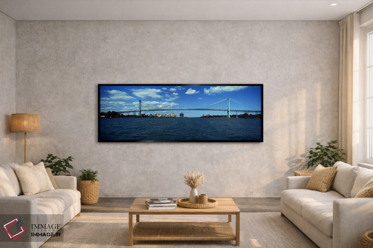 تابلو دکوراتیو Ambassador Bridge, Detroit River, Detroit, Wayne County… اثر پانورامیک ایمجز - D5B