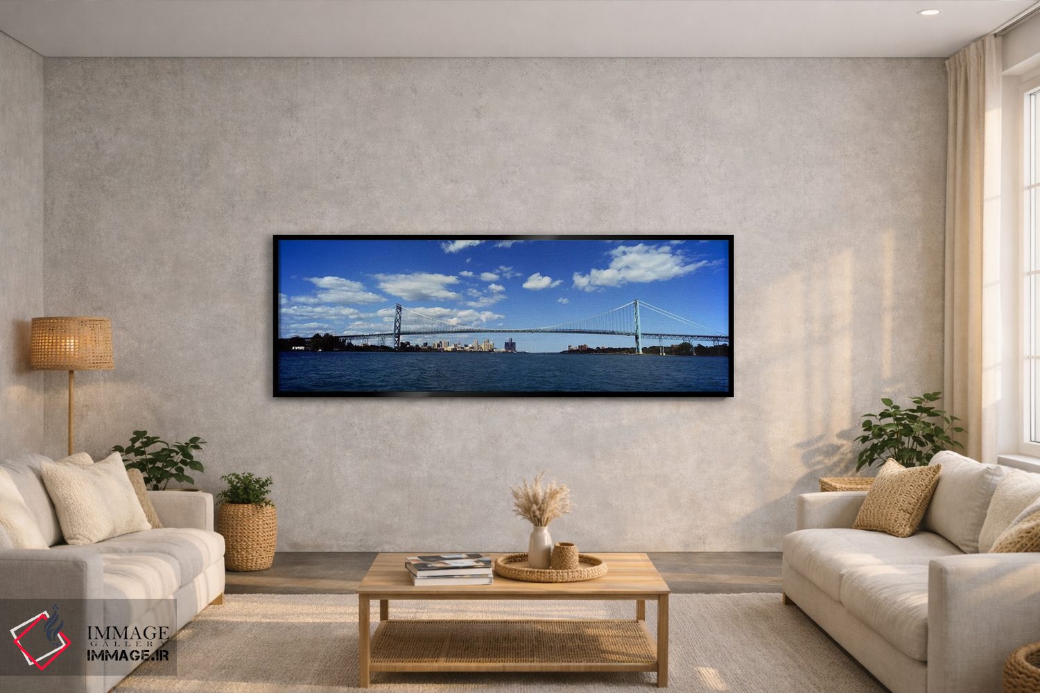 تابلو دکوراتیو Detroit River, Detroit, Wayne County, Michigan, USA,پل… اثر پانورامیک ایمجز - D5B