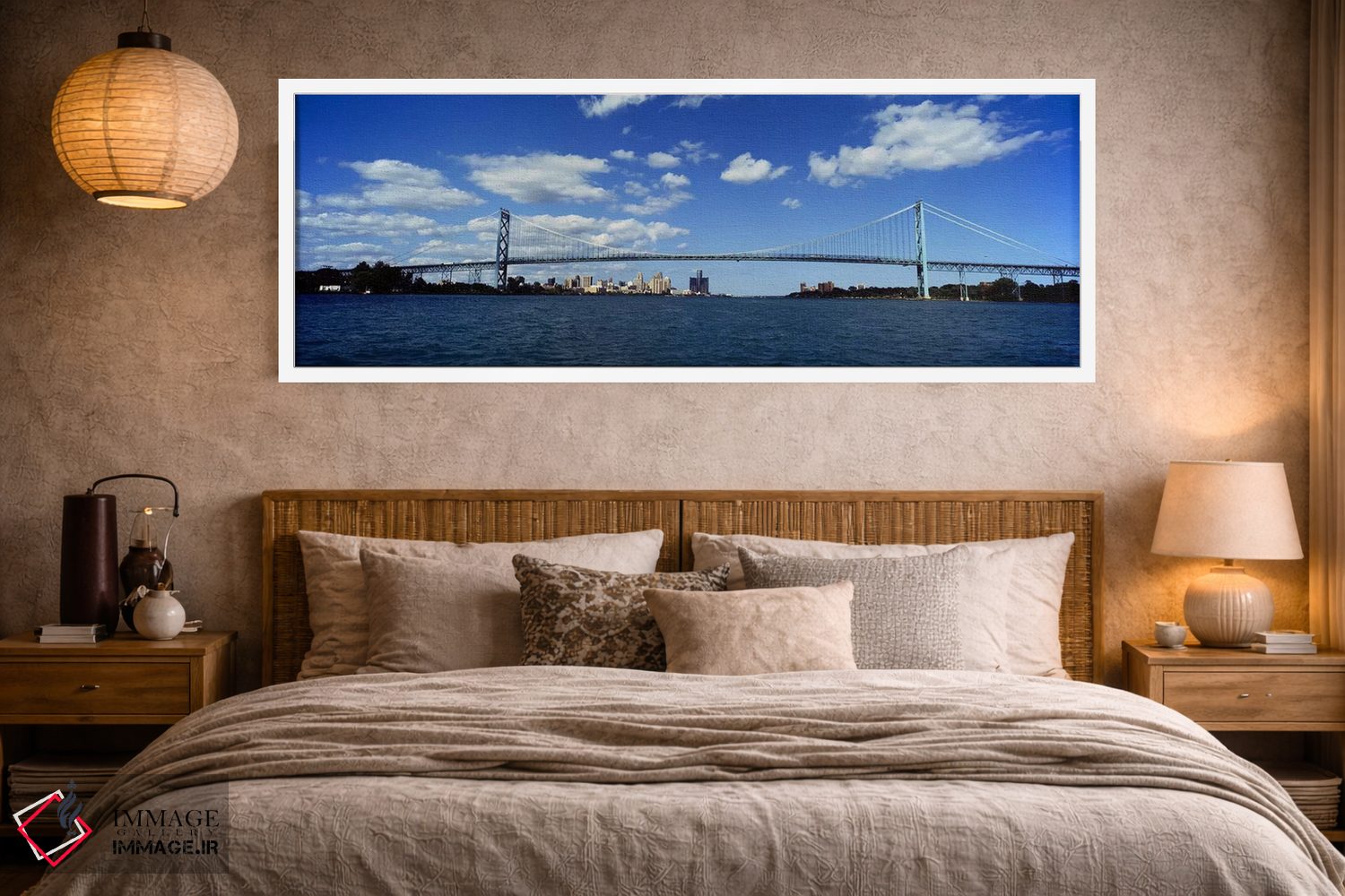 تابلو دکوراتیو Detroit River, Detroit, Wayne County, Michigan, USA,پل… اثر پانورامیک ایمجز - D4W