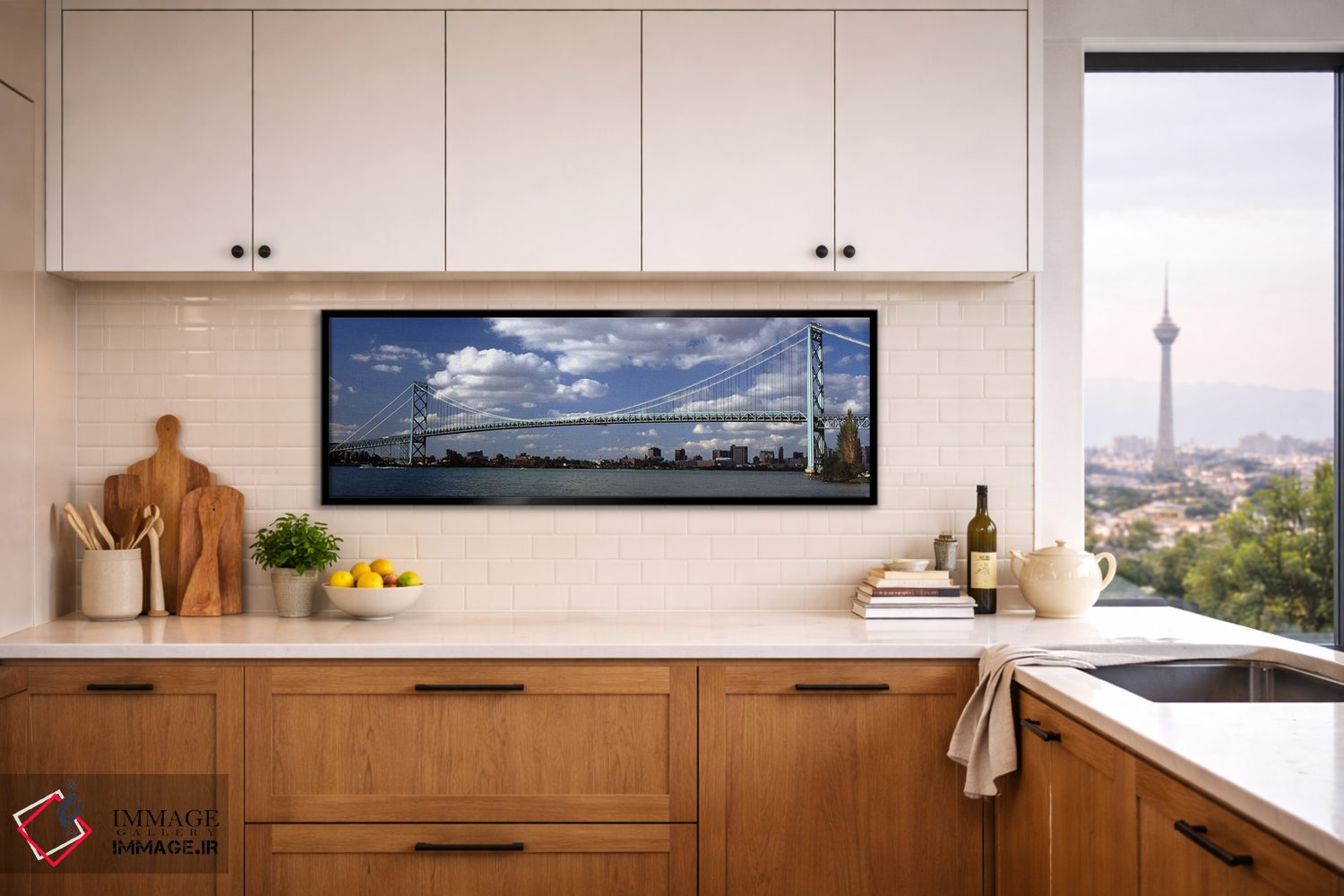 تابلو دکوراتیو Detroit River, Detroit, Wayne County, Michigan, USA,پل… اثر پانورامیک ایمجز - D5B