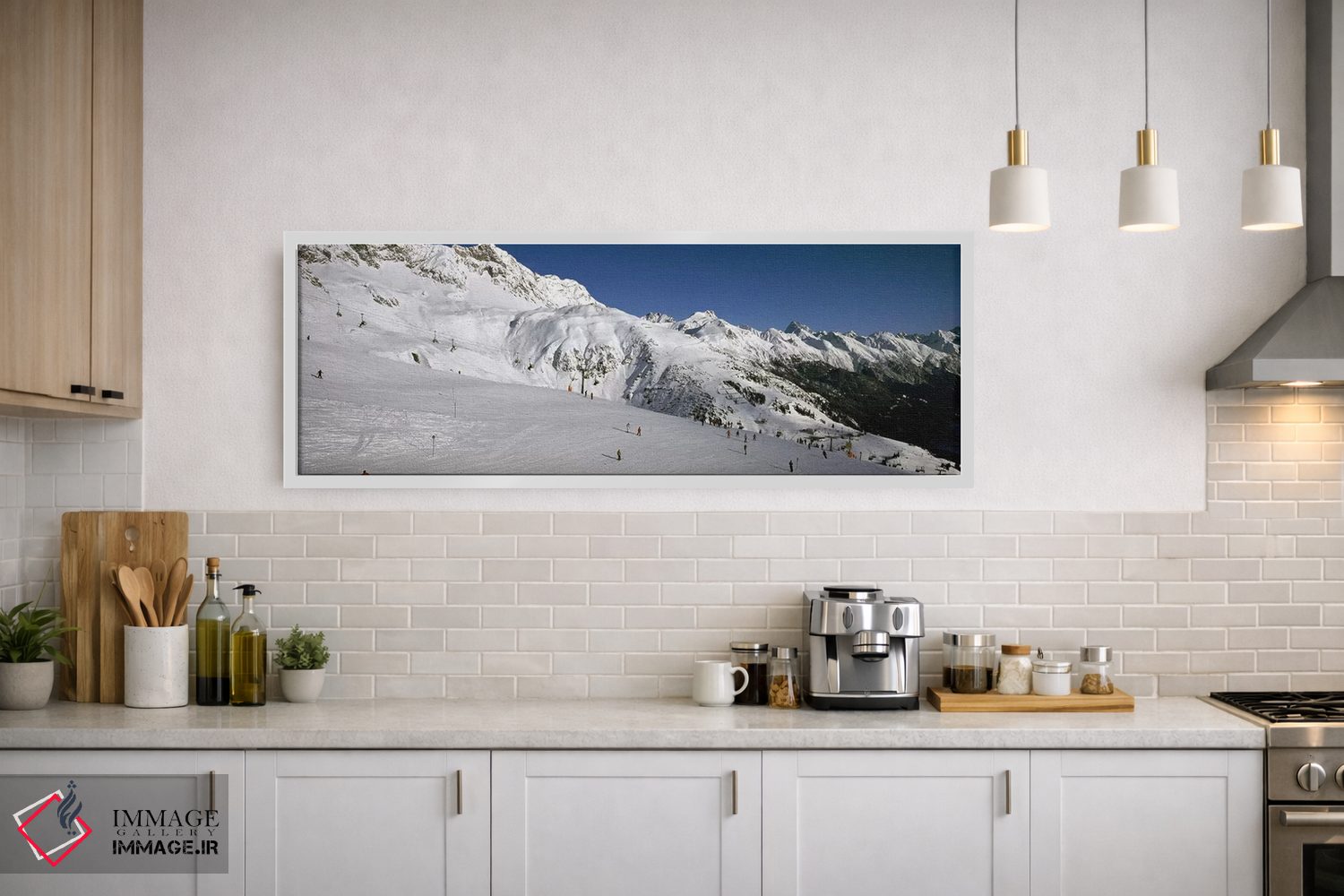 تابلو دکوراتیو Sankt Anton am Arlberg, Tyrol, Austria,گردشگران در پیست… اثر پانورامیک ایمجز - D1W