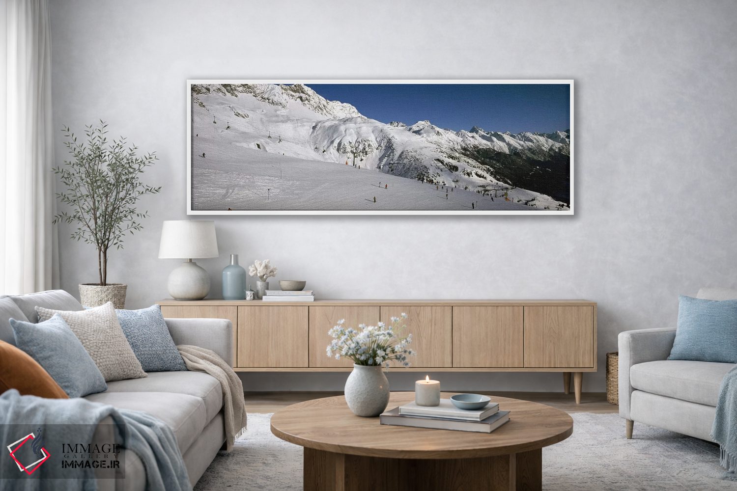 تابلو دکوراتیو Sankt Anton am Arlberg, Tyrol, Austria,گردشگران در پیست… اثر پانورامیک ایمجز - D3W