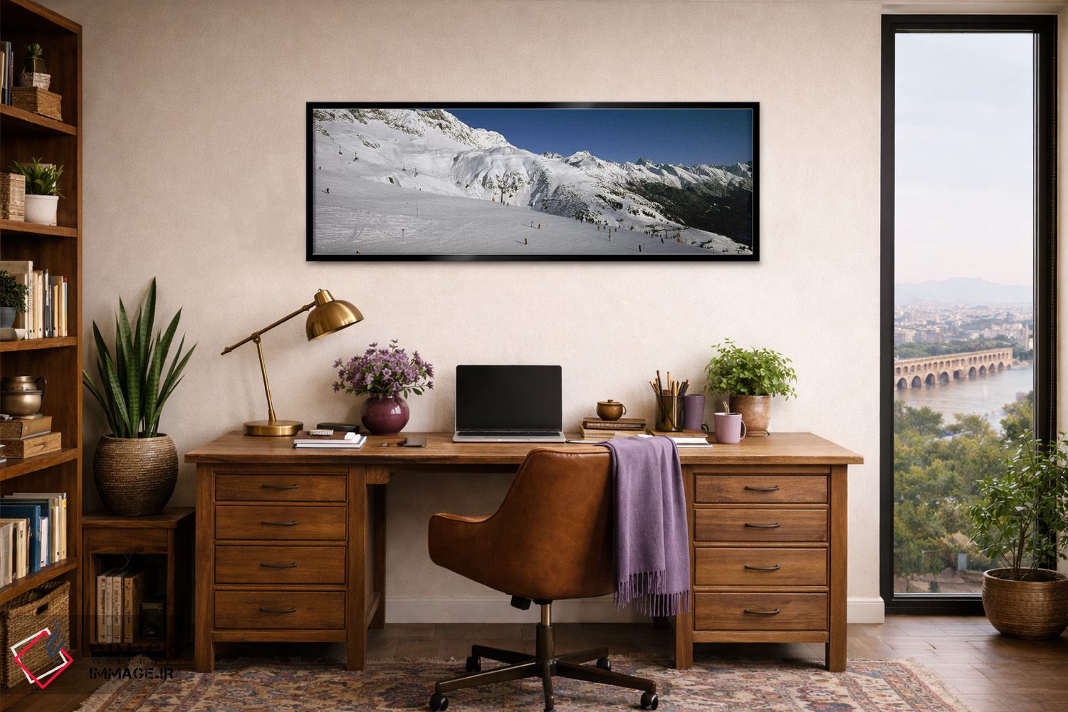 تابلو دکوراتیو Sankt Anton am Arlberg, Tyrol, Austria,گردشگران در پیست… اثر پانورامیک ایمجز - D2B