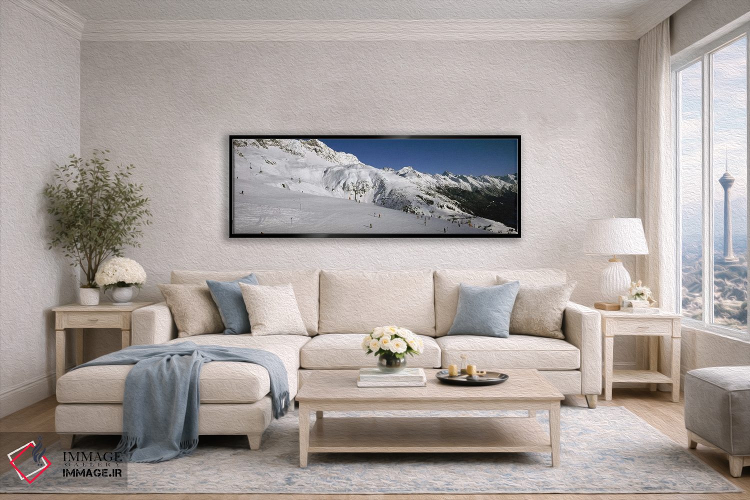 تابلو دکوراتیو Sankt Anton am Arlberg, Tyrol, Austria,گردشگران در پیست… اثر پانورامیک ایمجز - D5B