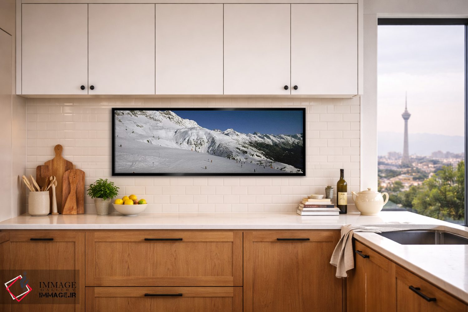 تابلو دکوراتیو Sankt Anton am Arlberg, Tyrol, Austria,گردشگران در پیست… اثر پانورامیک ایمجز - D6B