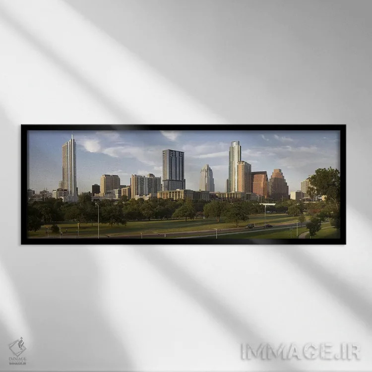 تابلو دکوراتیو Austin, Travis County, Texas, USA,ساختمان ها در شهر، آس… اثر پانورامیک ایمجز - نمای قابدار مشکی
