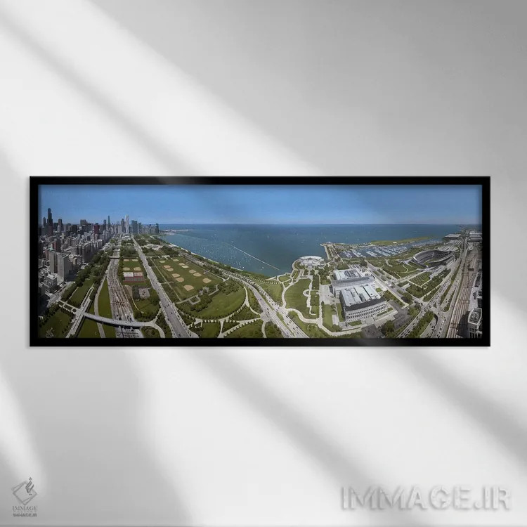 تابلو دکوراتیو Lake Michigan, Chicago, Cook County, Illinois, USA 2009… اثر پانورامیک ایمجز - نمای قابدار مشکی