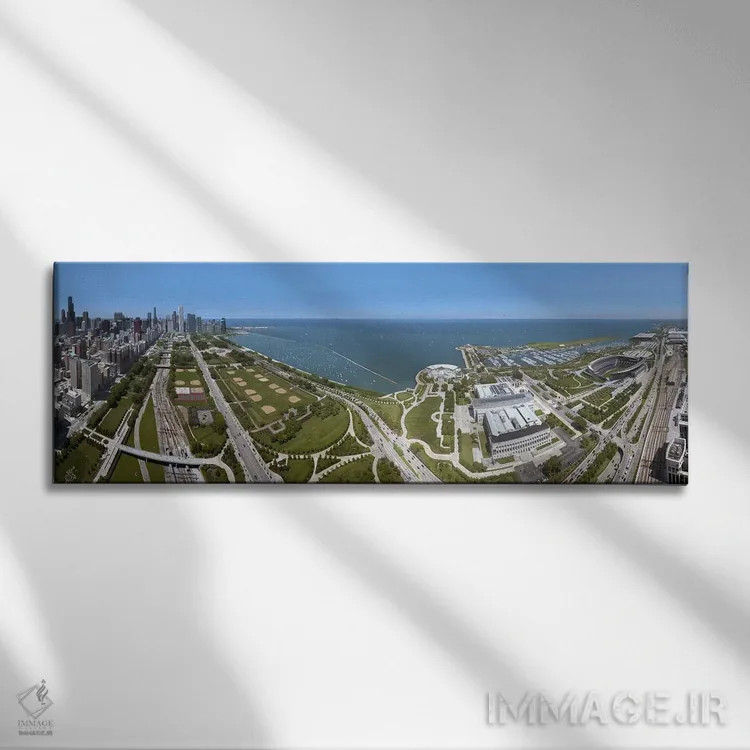 تابلو دکوراتیو Lake Michigan, Chicago, Cook County, Illinois, USA 2009… اثر پانورامیک ایمجز - نمای روبهرو روی دیوار