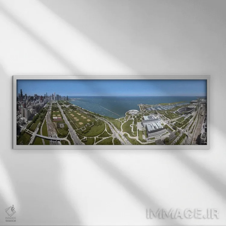 تابلو دکوراتیو Lake Michigan, Chicago, Cook County, Illinois, USA 2009… اثر پانورامیک ایمجز - نمای قابدار سفید