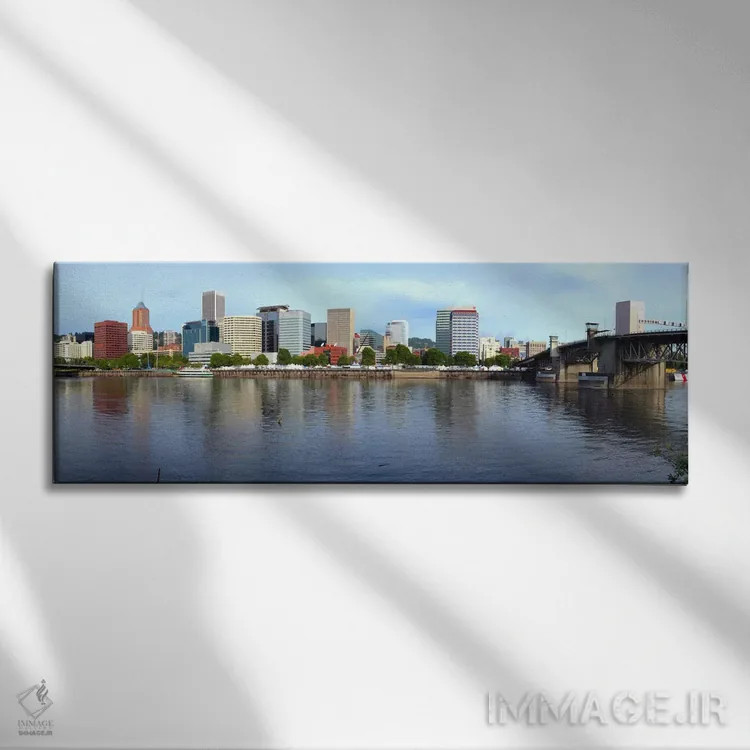 تابلو دکوراتیو Morrison Bridge, Willamette River, Portland, Oregon, US… اثر پانورامیک ایمجز - نمای روبهرو روی دیوار
