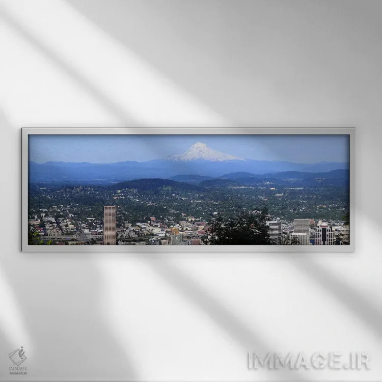 تابلو دکوراتیو Mt Hood, Portland, Oregon, USA 2010,نمای زاویه بالا از… اثر پانورامیک ایمجز - نمای قابدار سفید
