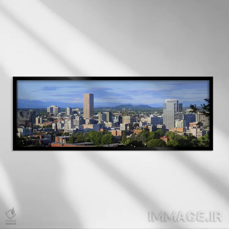 تابلو دکوراتیو Portland, Oregon, USA 2010,آسمان خراش ها در شهر، پورتلن… اثر پانورامیک ایمجز - نمای قابدار مشکی