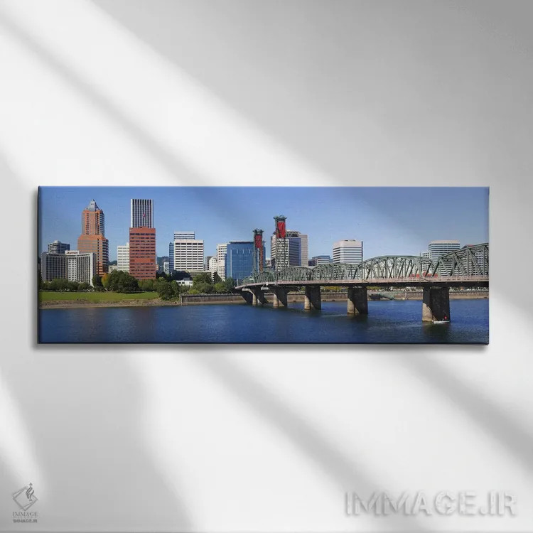تابلو دکوراتیو Hawthorne Bridge, Willamette River, Multnomah County, P… اثر پانورامیک ایمجز - نمای روبهرو روی دیوار