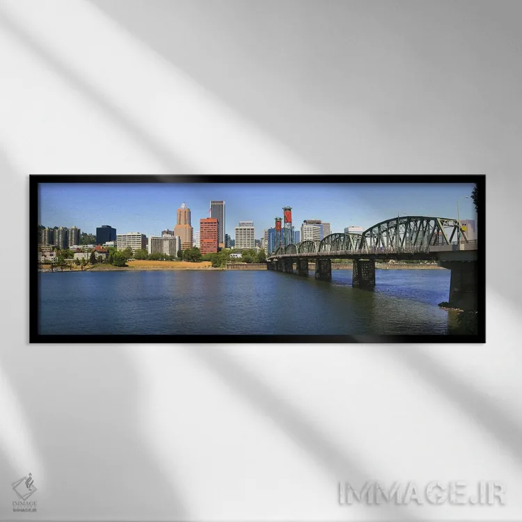 تابلو دکوراتیو Hawthorne Bridge, Willamette River, Portland, Multnomah… اثر پانورامیک ایمجز - نمای قابدار مشکی