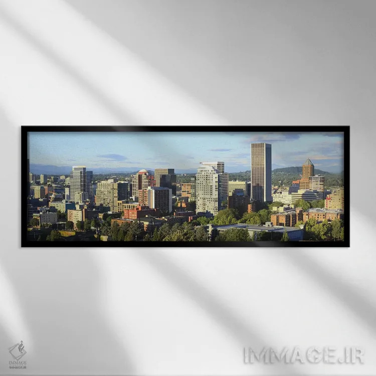 تابلو دکوراتیو Portland, Oregon, USA 2010 #2,آسمان خراش ها در شهر، پور… اثر پانورامیک ایمجز - نمای قابدار مشکی