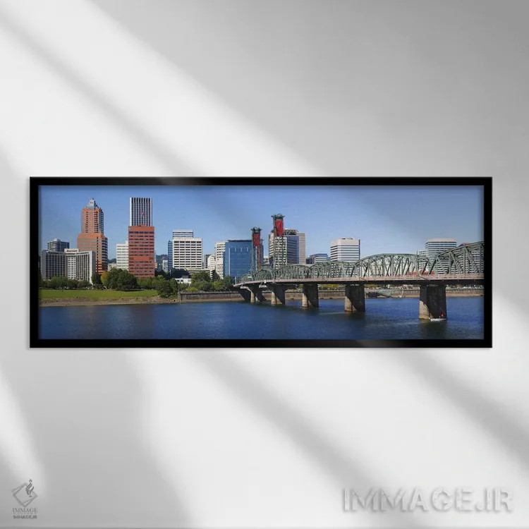 تابلو دکوراتیو Hawthorne Bridge, Willamette River, Multnomah County, P… اثر پانورامیک ایمجز - نمای قابدار مشکی