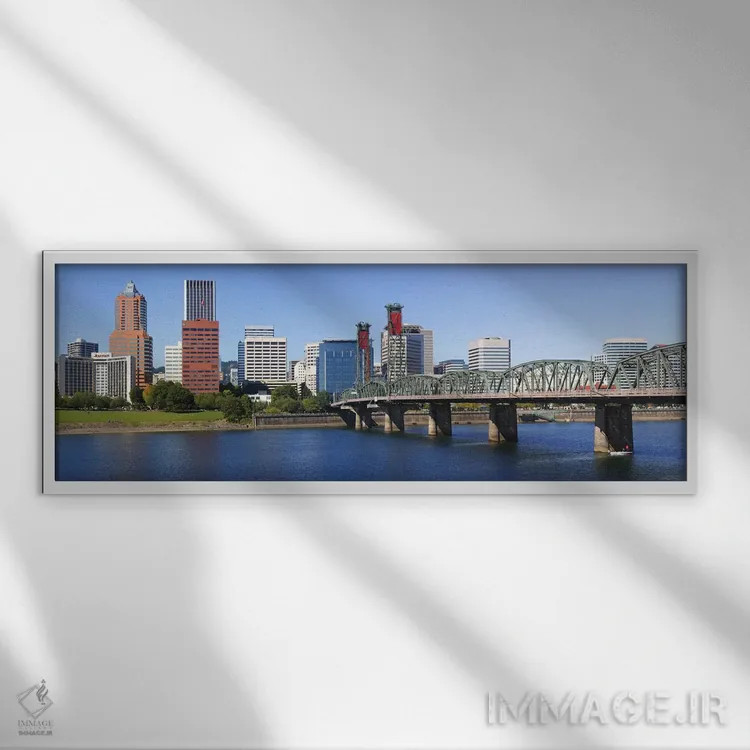 تابلو دکوراتیو Hawthorne Bridge, Willamette River, Multnomah County, P… اثر پانورامیک ایمجز - نمای قابدار سفید
