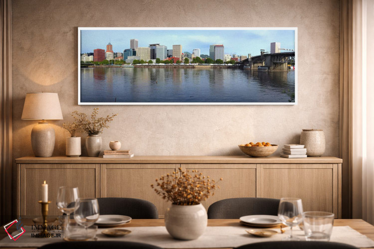 تابلو دکوراتیو Morrison Bridge, Willamette River, Portland, Oregon, US… اثر پانورامیک ایمجز - D1W