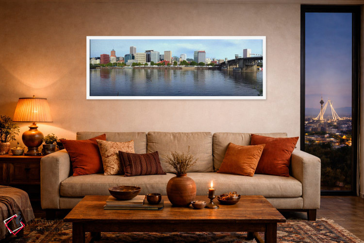تابلو دکوراتیو Morrison Bridge, Willamette River, Portland, Oregon, US… اثر پانورامیک ایمجز - D3W