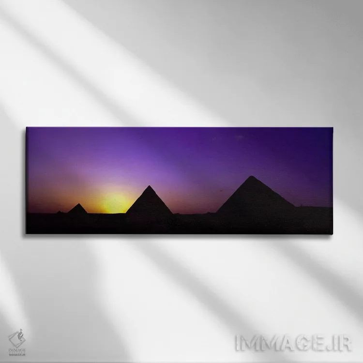 تابلو دکوراتیو Giza, Egypt,سیلوئت اهرام در غروب، جیزه، مصر اثر پانورامیک ایمجز - نمای روبهرو روی دیوار
