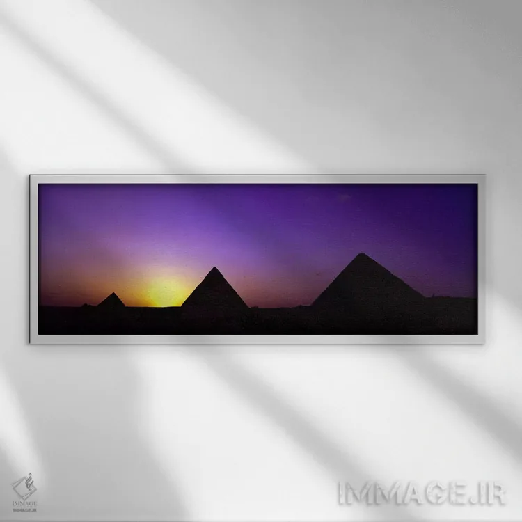 تابلو دکوراتیو Giza, Egypt,سیلوئت اهرام در غروب، جیزه، مصر اثر پانورامیک ایمجز - نمای قابدار سفید