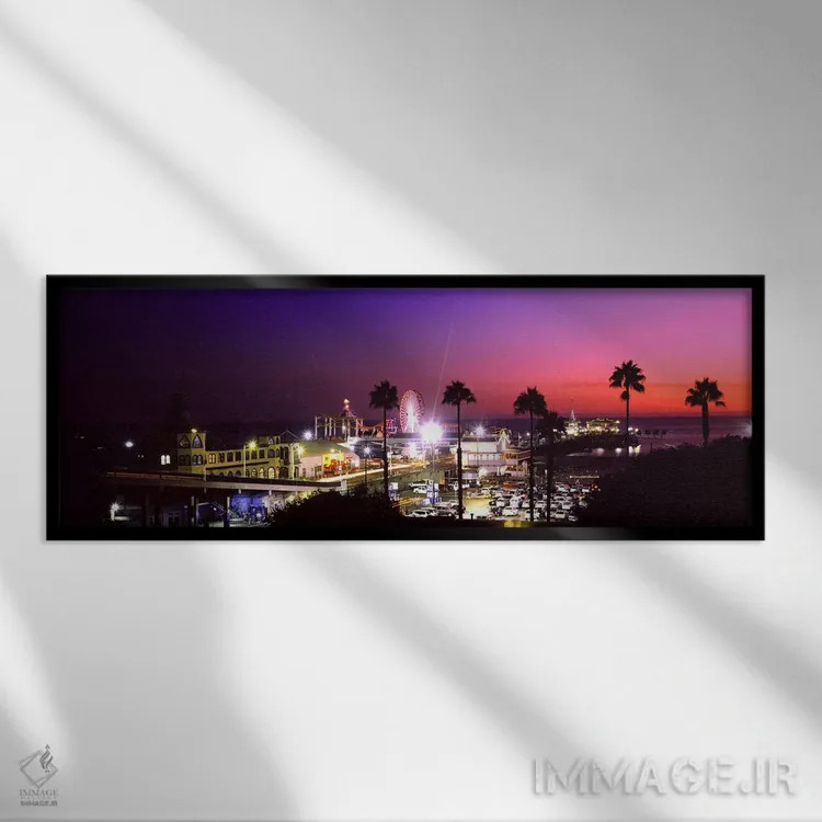 تابلو دکوراتیو Santa Monica Beach, Santa Monica, Los Angeles County, C… اثر پانورامیک ایمجز - نمای قابدار مشکی