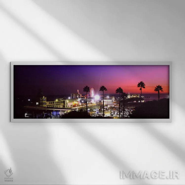 تابلو دکوراتیو Santa Monica Beach, Santa Monica, Los Angeles County, C… اثر پانورامیک ایمجز - نمای قابدار سفید