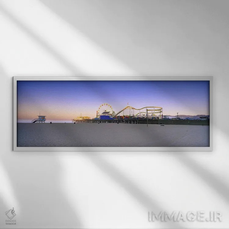 تابلو دکوراتیو Santa Monica Pier, Santa Monica, Los Angeles County, Ca… اثر پانورامیک ایمجز - نمای قابدار سفید