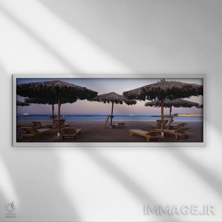 تابلو دکوراتیو Hilton Resort, Hurghada, Egypt,صندلی های راحتی با سایه… اثر پانورامیک ایمجز - نمای قابدار سفید