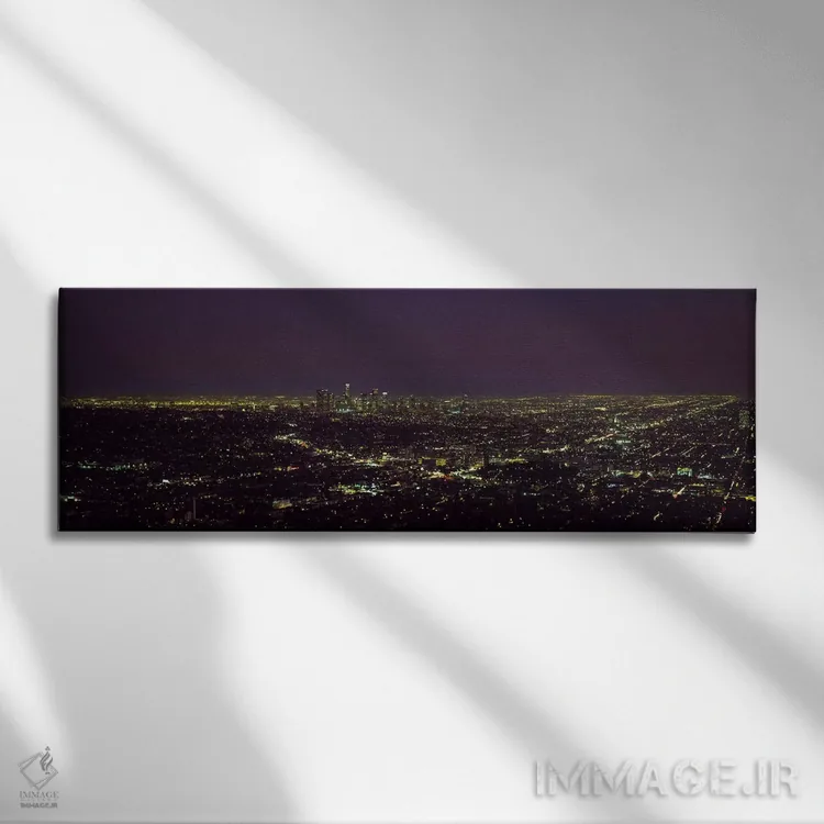 تابلو دکوراتیو Los Angeles, California, USA,نمای زاویه بالا از منظره ش… اثر پانورامیک ایمجز - نمای روبهرو روی دیوار