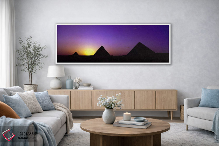 تابلو دکوراتیو Giza, Egypt,سیلوئت اهرام در غروب، جیزه، مصر اثر پانورامیک ایمجز - D3W