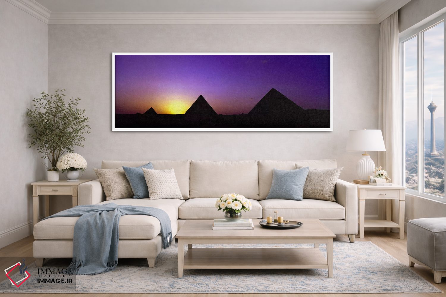 تابلو دکوراتیو Giza, Egypt,سیلوئت اهرام در غروب، جیزه، مصر اثر پانورامیک ایمجز - D4W