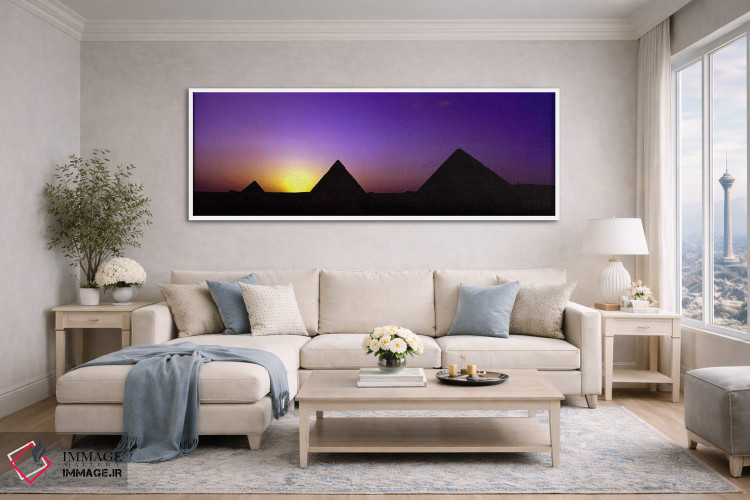 تابلو دکوراتیو Giza, Egypt,سیلوئت اهرام در غروب، جیزه، مصر اثر پانورامیک ایمجز - D4W