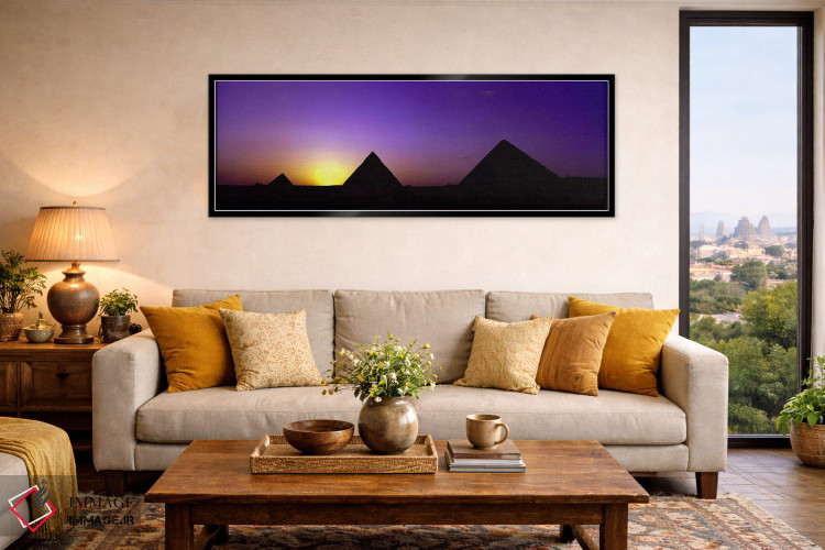 تابلو دکوراتیو Giza, Egypt,سیلوئت اهرام در غروب، جیزه، مصر اثر پانورامیک ایمجز - D6B