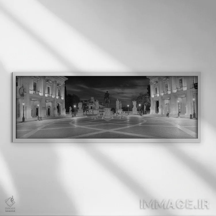 تابلو دکوراتیو Piazza del Campidoglio, Capitoline Hill, Rome, Italy ,ت… اثر پانورامیک ایمجز - نمای قابدار سفید