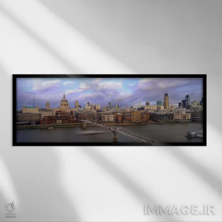 تابلو دکوراتیو St. Paul's Cathedral, London, England,پل بر فراز رودخان… اثر پانورامیک ایمجز - نمای قابدار مشکی