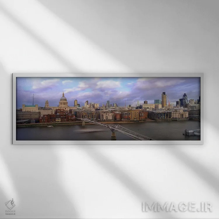 تابلو دکوراتیو St. Paul's Cathedral, London, England,پل بر فراز رودخان… اثر پانورامیک ایمجز - نمای قابدار سفید