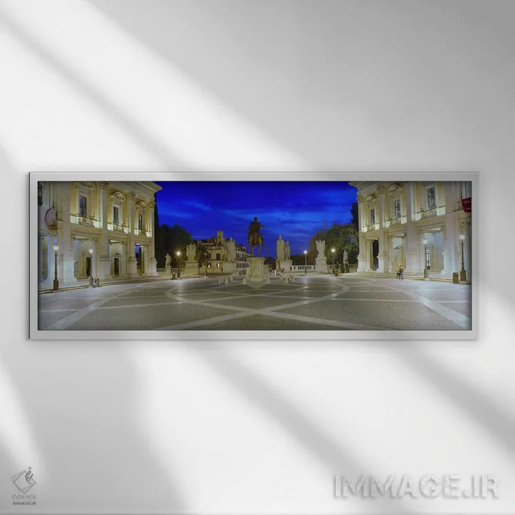 تابلو دکوراتیو Piazza del Campidoglio, Capitoline Hill, Rome, Italy,تن… اثر پانورامیک ایمجز - نمای قابدار سفید