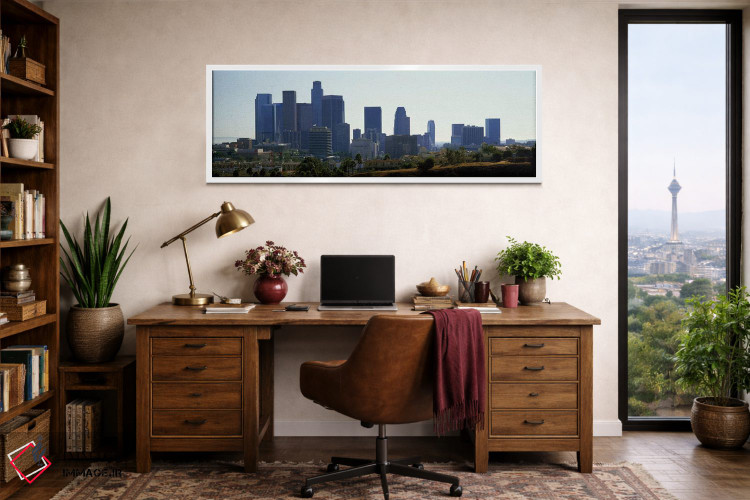 تابلو دکوراتیو Los Angeles, California, USA 2009,آسمان خراش ها در شهر… اثر پانورامیک ایمجز - D1W