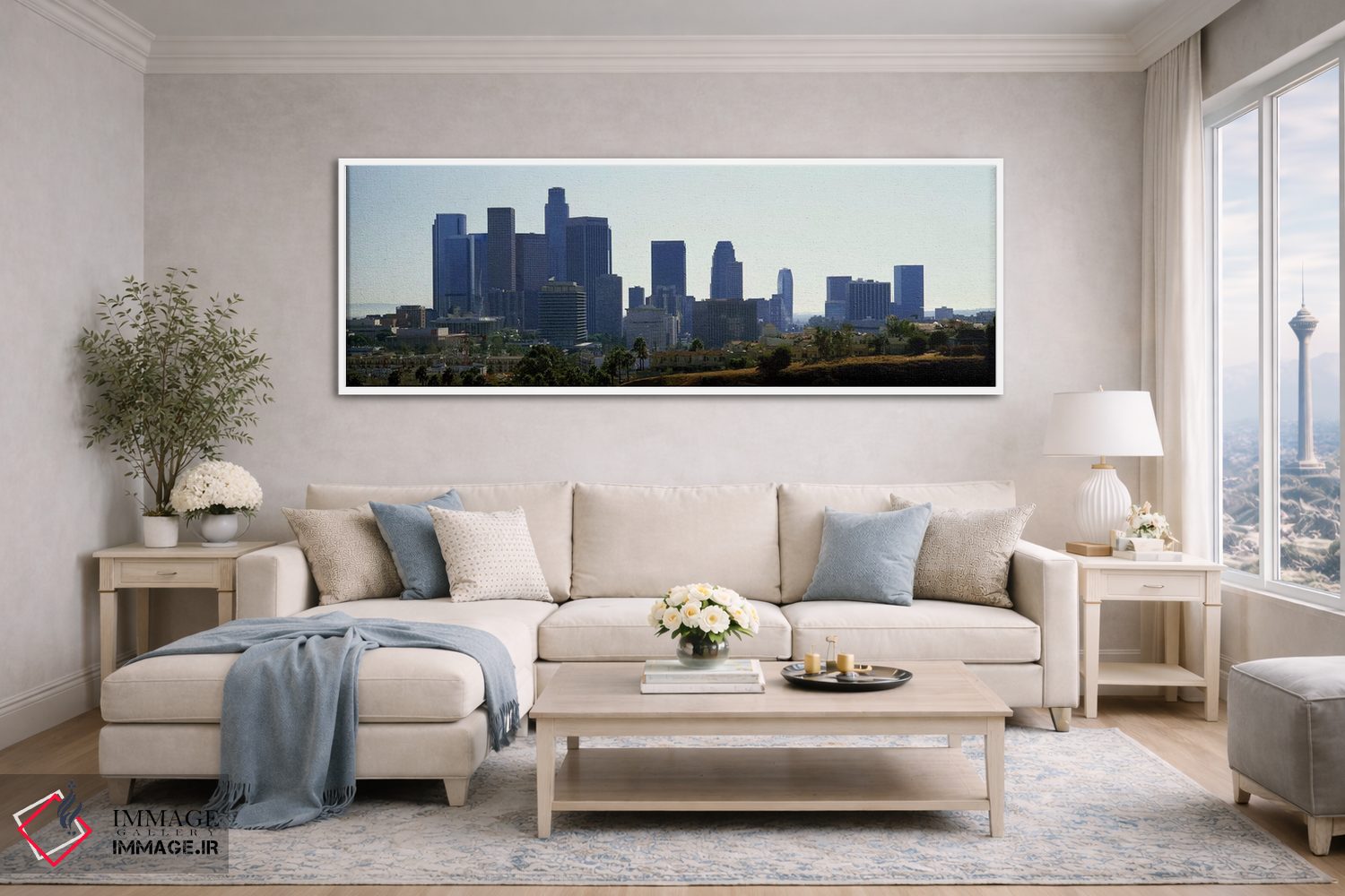 تابلو دکوراتیو Los Angeles, California, USA 2009,آسمان خراش ها در شهر… اثر پانورامیک ایمجز - D4W