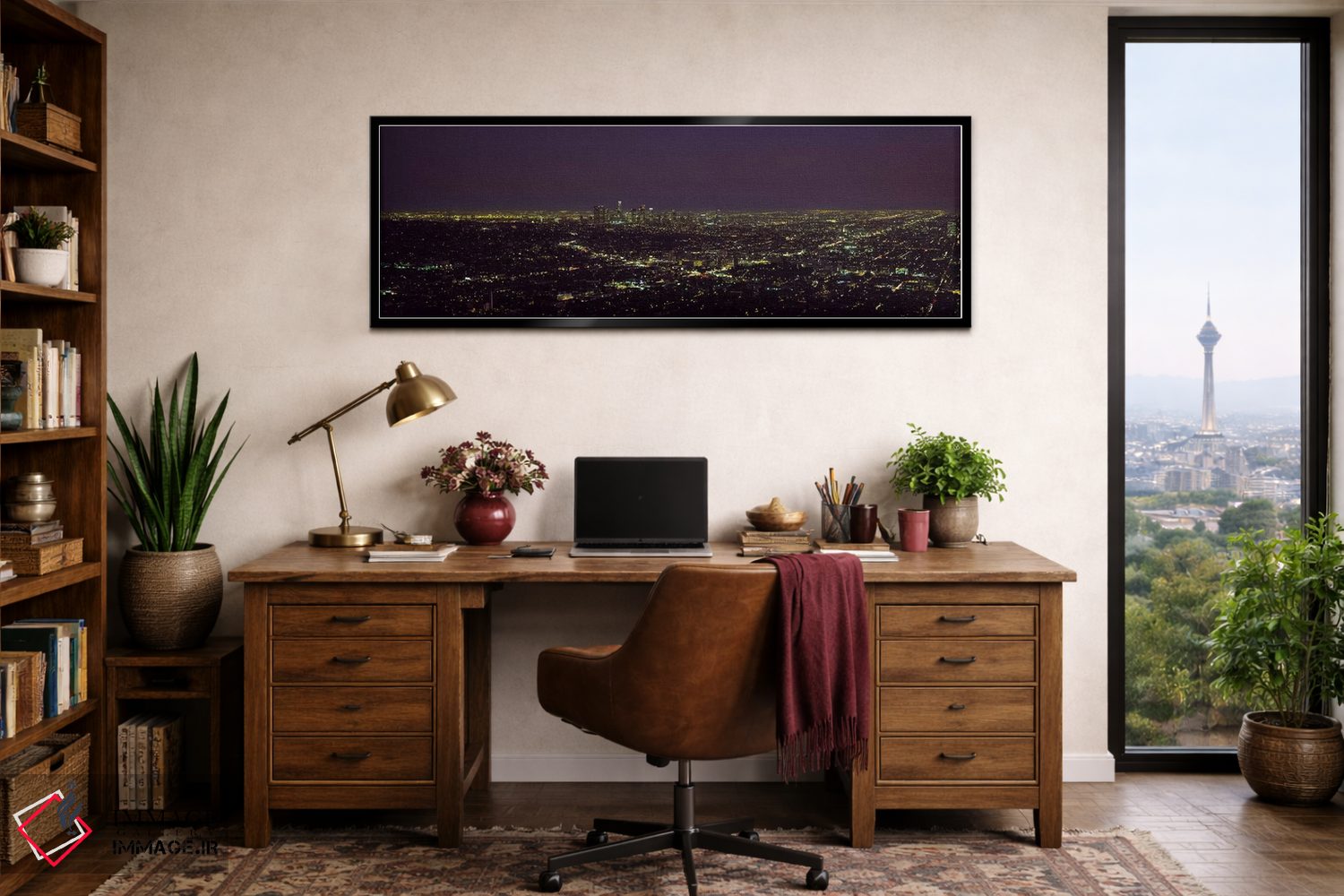 تابلو دکوراتیو Los Angeles, California, USA,نمای زاویه بالا از منظره ش… اثر پانورامیک ایمجز - D2B