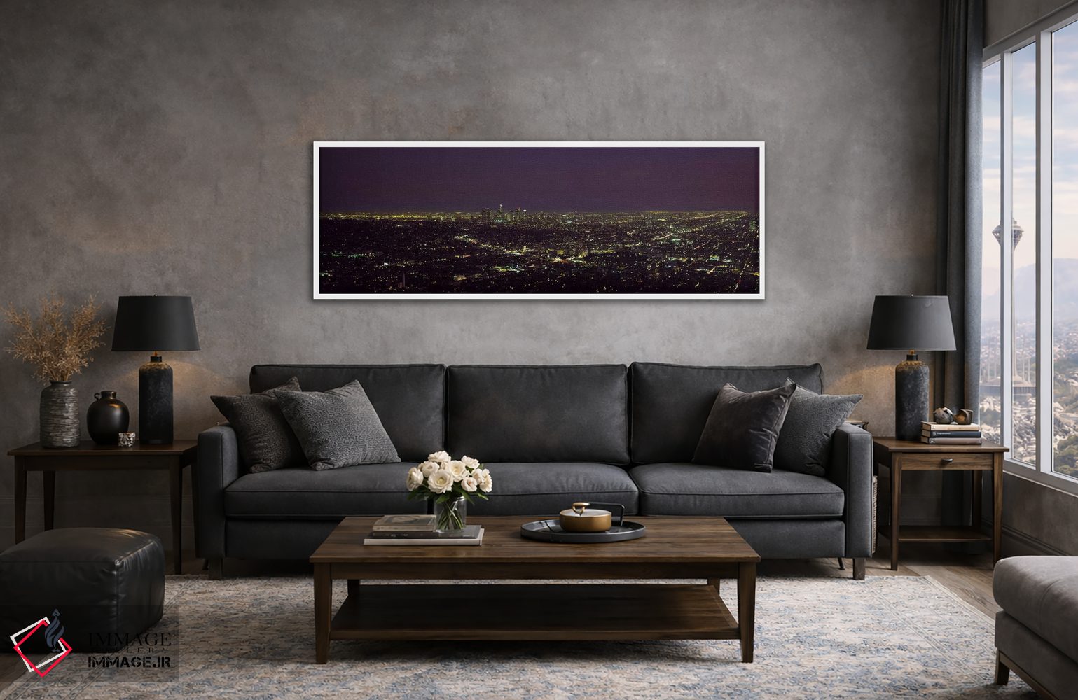 تابلو دکوراتیو Los Angeles, California, USA,نمای زاویه بالا از منظره ش… اثر پانورامیک ایمجز - D3W